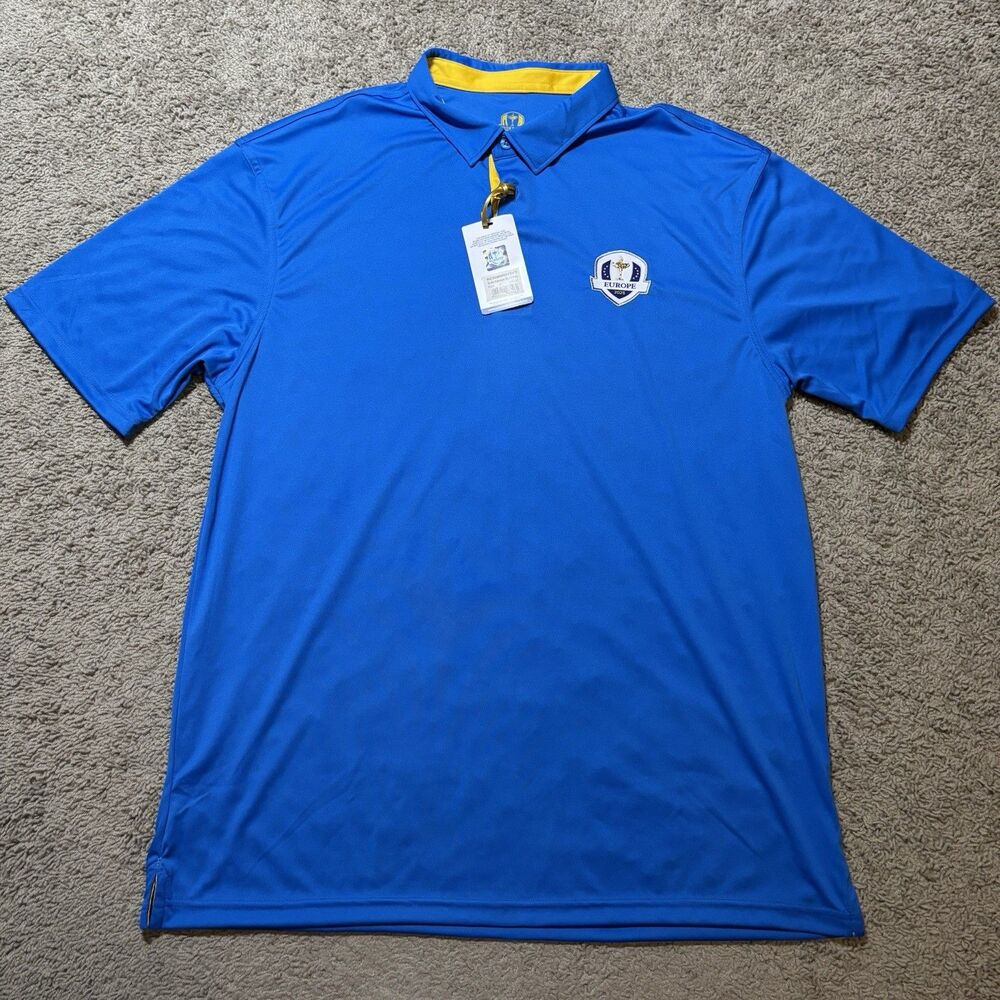 Ryder Cup 2025 Bethpage Black Polo Shirt Blue Men’s Large Golf NWT Short Sleeve
